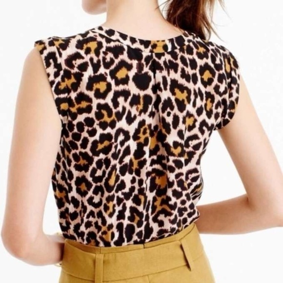 J. Crew silk leopard print sleeveless blouse size 00 - Picture 2 of 7